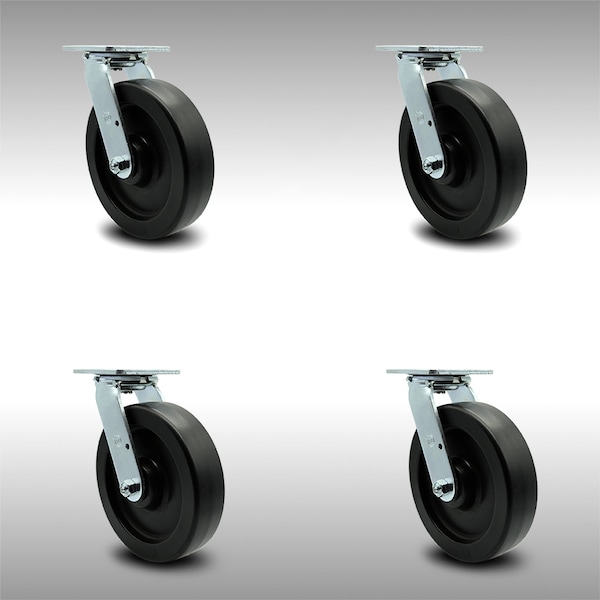 8 Inch SS Polyolefin Swivel Caster Set with Ball Bearing and Swivel Lock SCC
